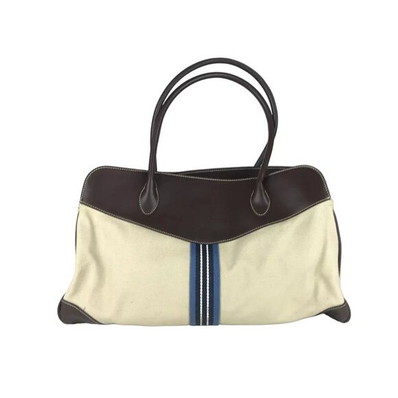 CHAPS Womens Beige Brown Shoulder Strap Inner Pockets Magnetic Tote Bag - Picture 3 of 8